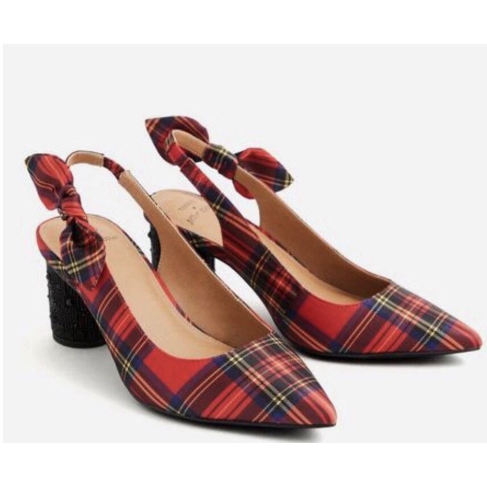 Torrid Betsey Johnson Cylinder Heels 9.5W Red Plaid Bow Holiday Christmas Party